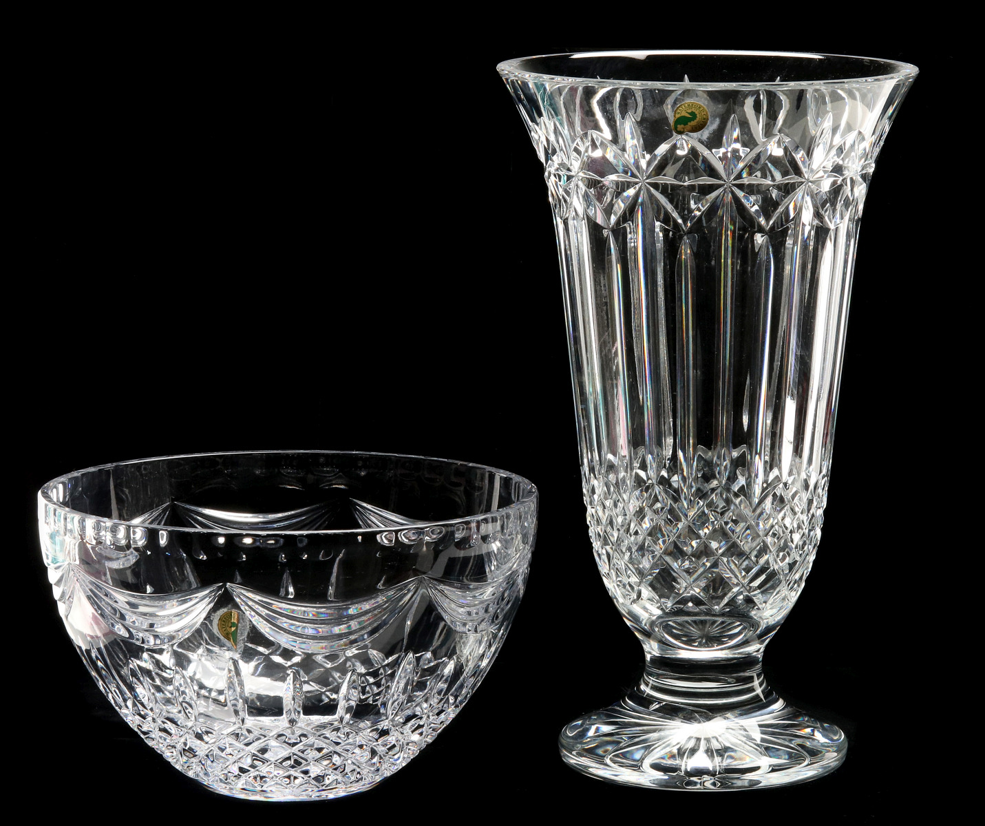 WATERFORD CRYSTAL PRENTISS BOWL AND BALMORAL VASE