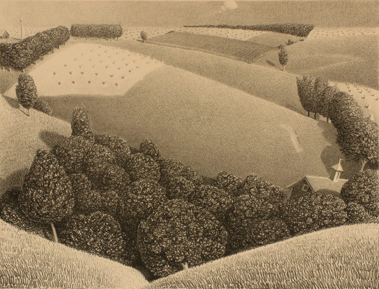 GRANT WOOD (1891-1942) PENCIL SIGNED LITHOGRAPH