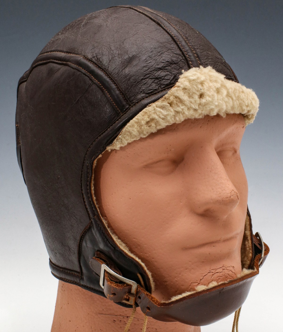 A WWII NAF WINTER LEATHER FLIGHT HELMET