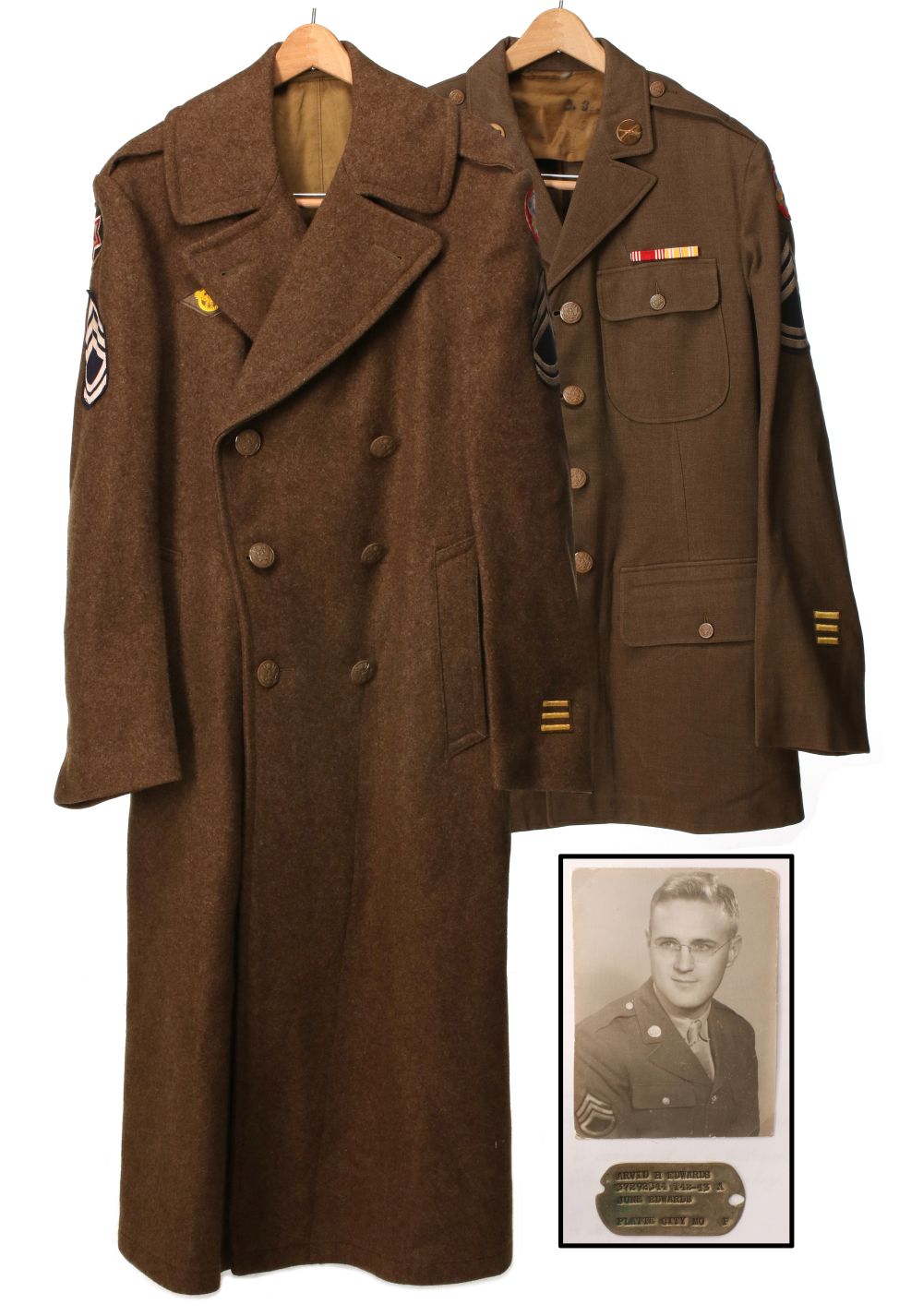 ARVID EDWARDS US ARMY WWII UNIFORM GROUPING