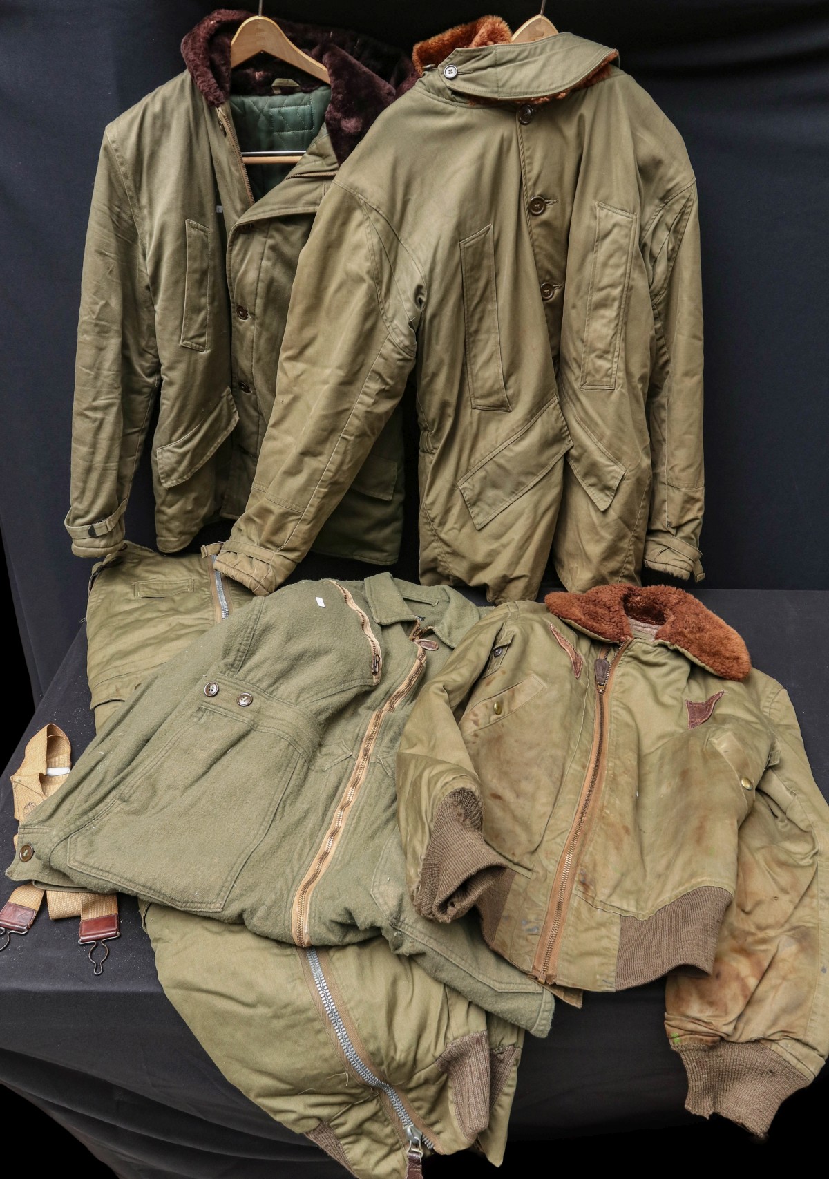 US WWII AAF B-11 AND B-15 FLIGHT JACKETS, ETC