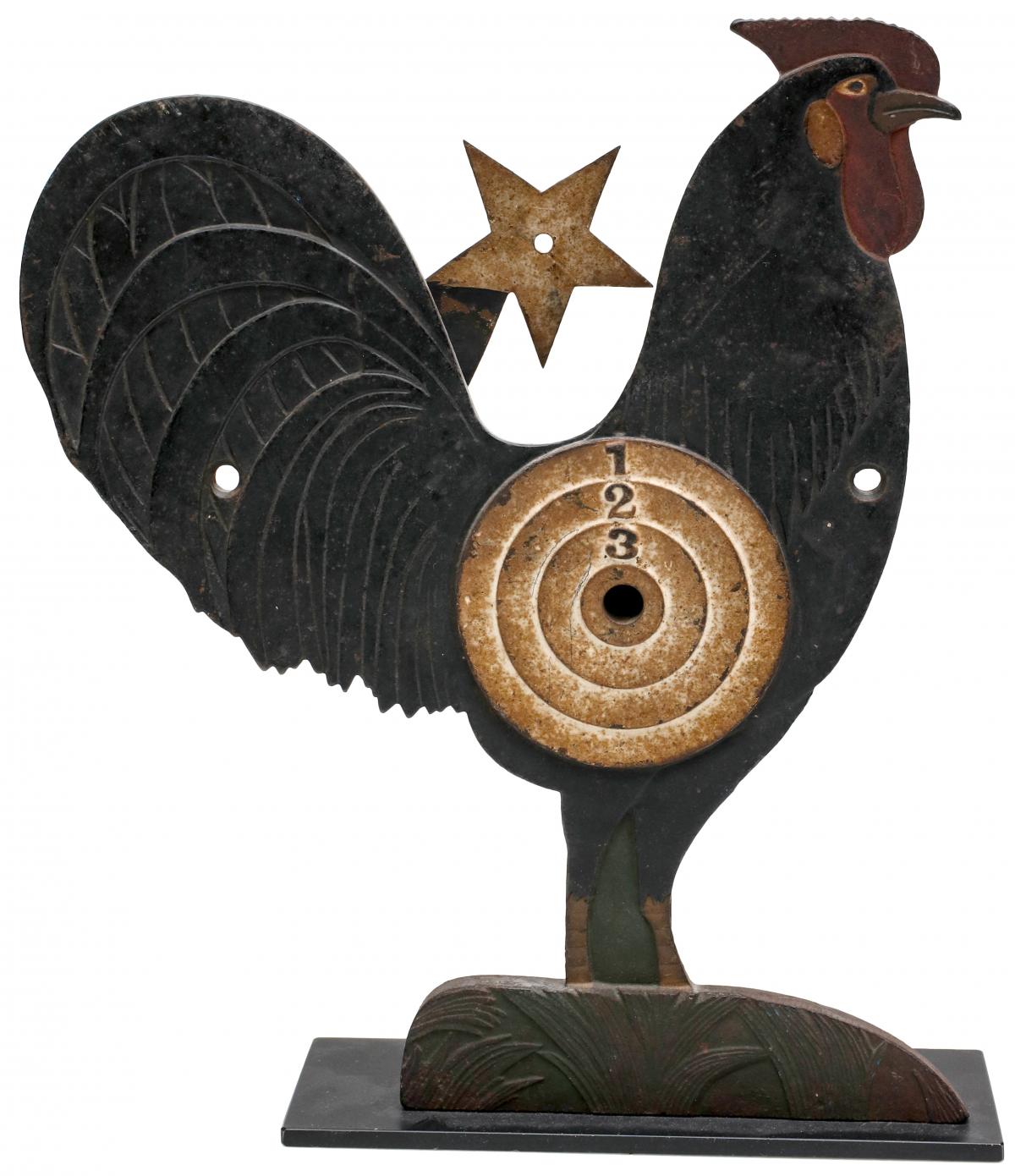 AN OUTSTANDING FOLK ART IRON ROOSTER GALLERY TARGET