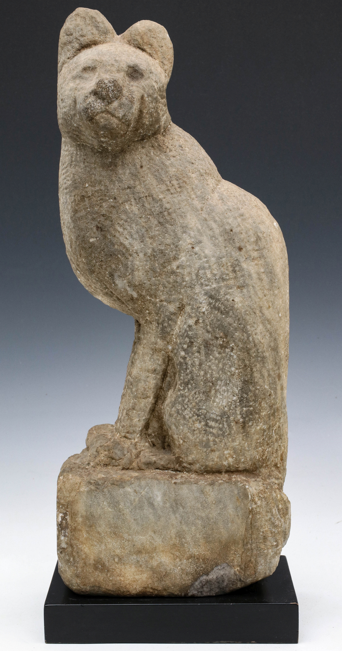 A CARVED LIMESTONE CAT, MANNER OF WILLIAM EDMONDSON