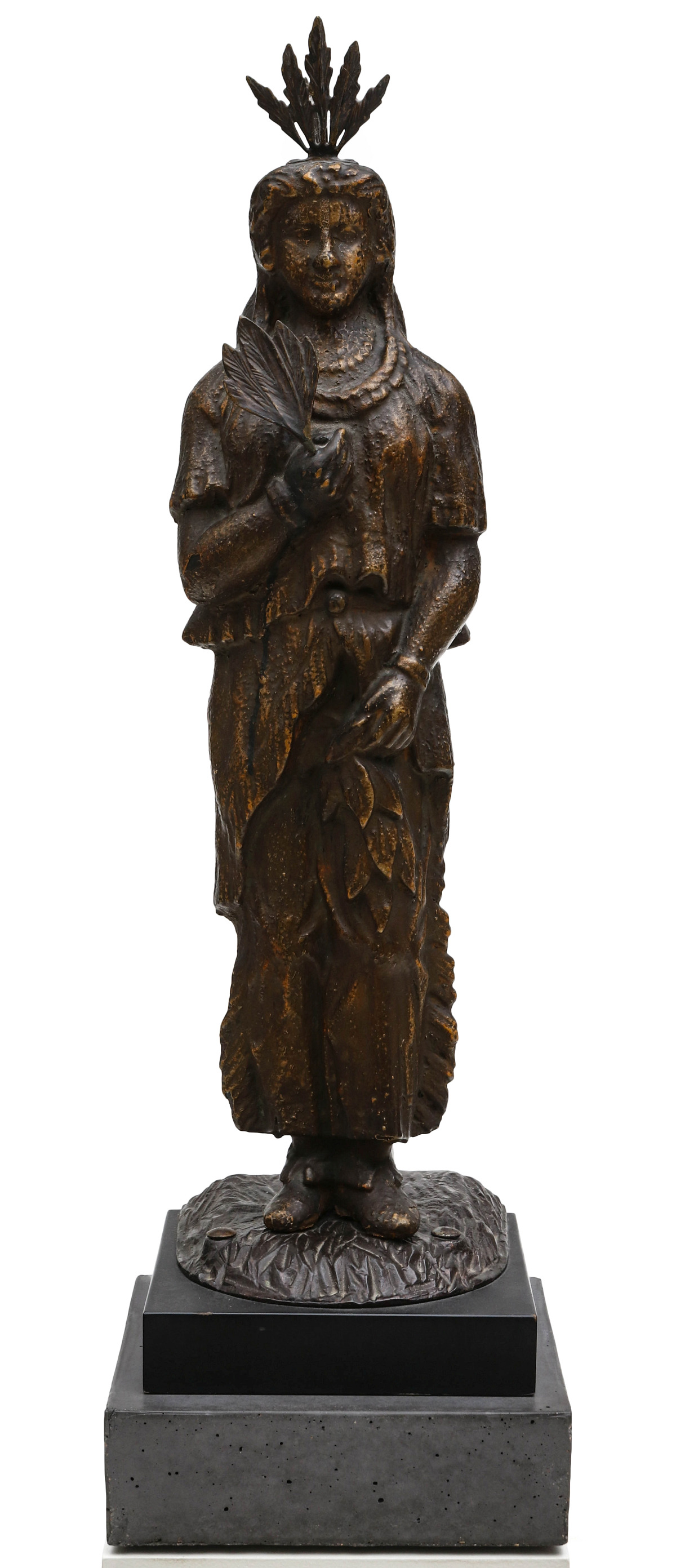 A 19TH CENTURY CAST IRON AND BRONZE TOBACCONIST FIGURE