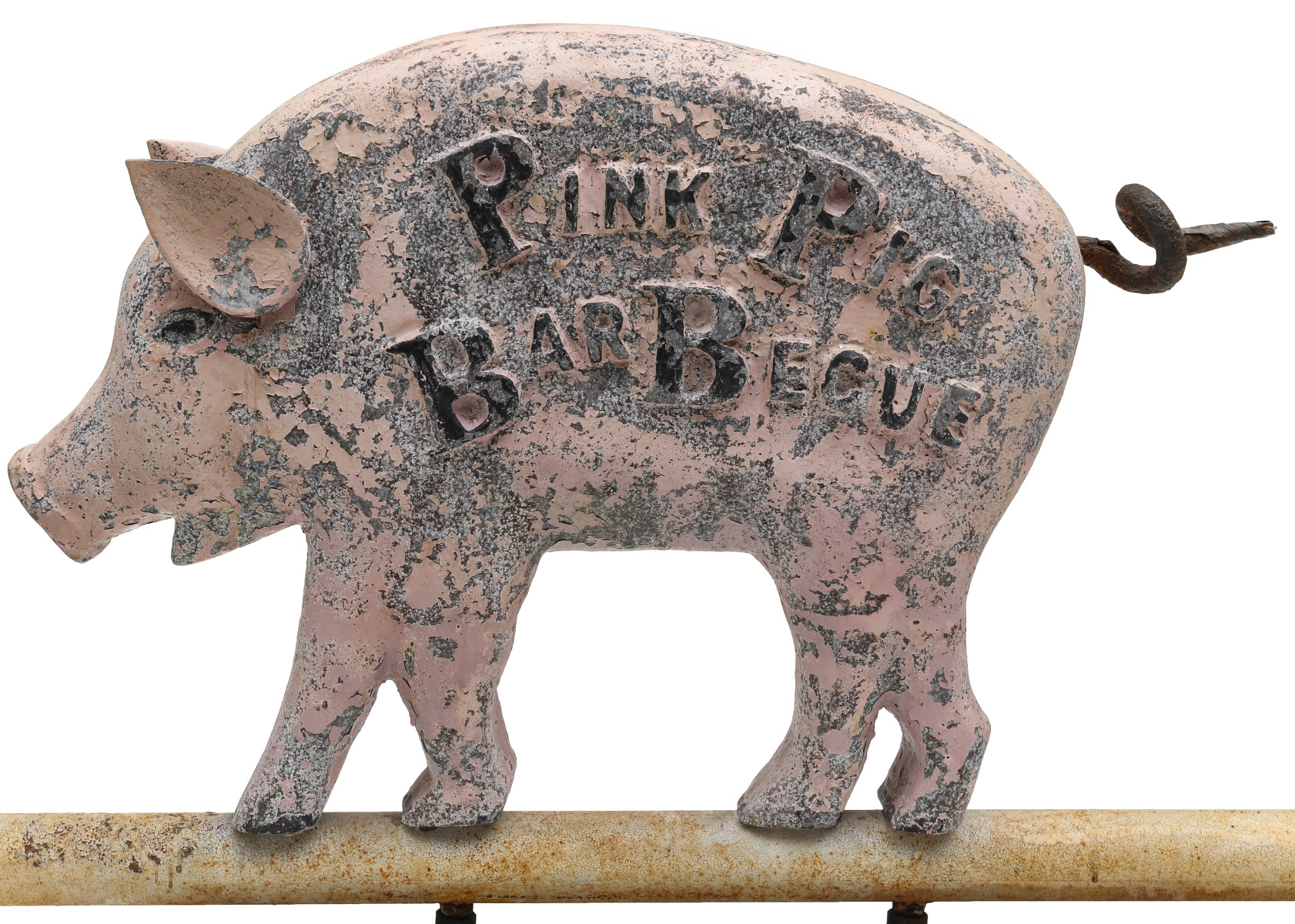 A FULL BODIED FIGURAL TRADE SIGN FOR PINK PIG BARBECUE