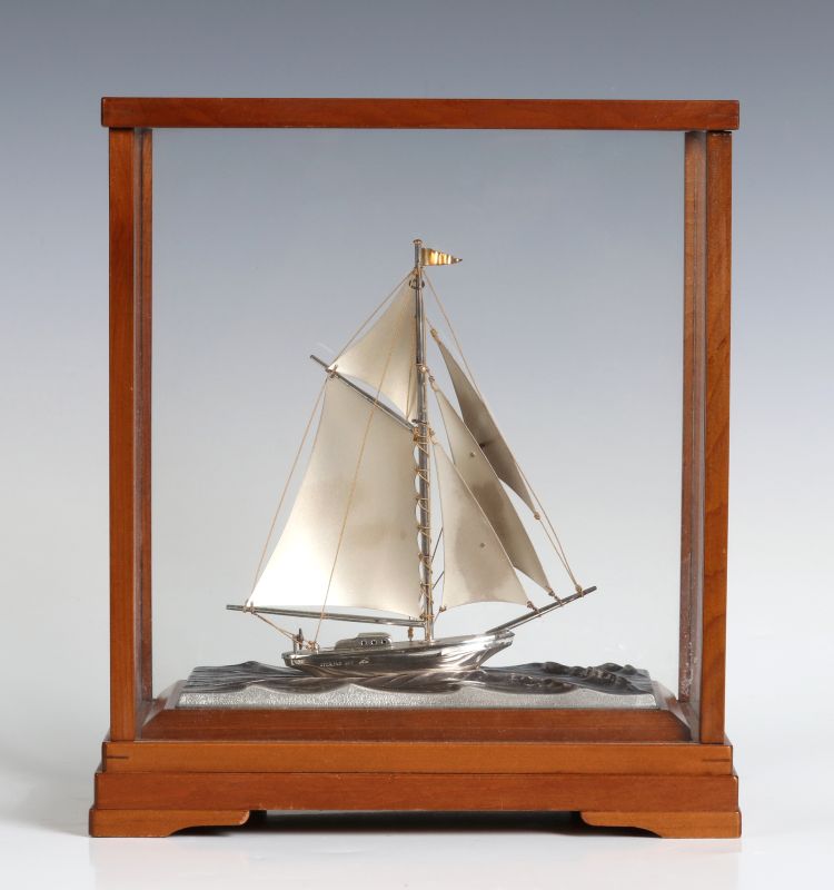 A STERLING SILVER SAILBOAT BY TAKEHIKO SEKI