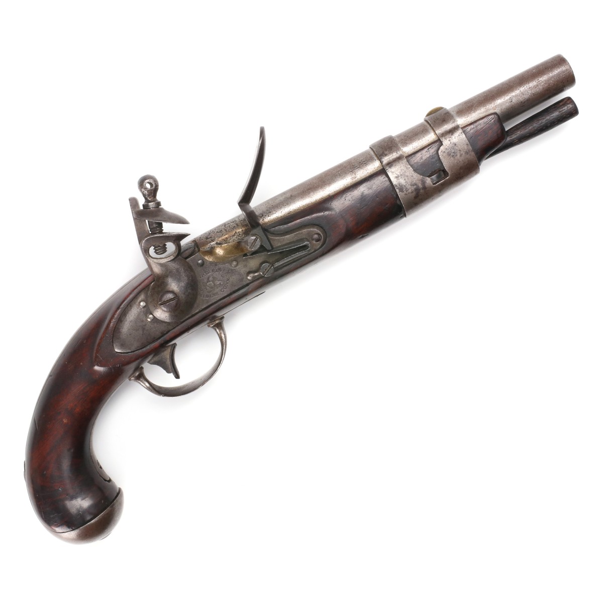 A 19TH C. AMERICAN FLINTLOCK PISTOL SIGNED S. NORTH