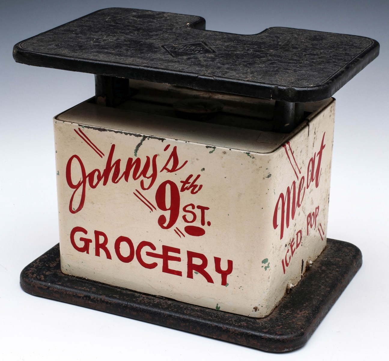 CIRCA 1940 MEAT SCALE FOR JOHNY'S GROCERY, 9TH ST