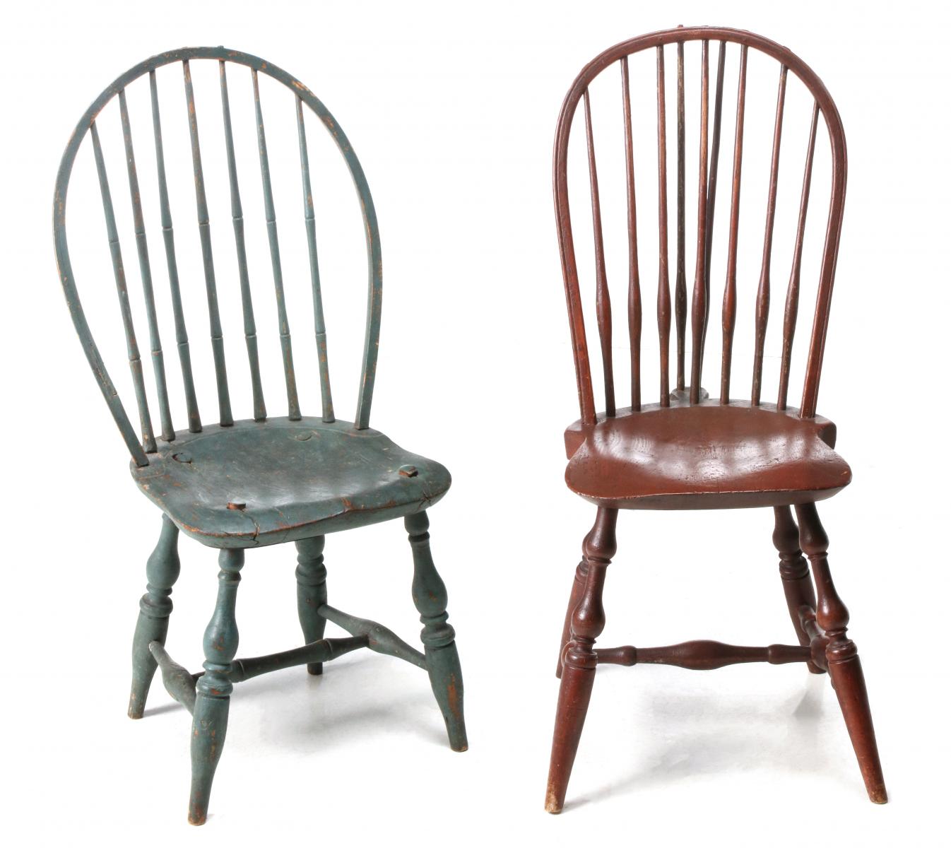 AN 18TH C BOW BACK WINDSOR CHAIR, DRY ORIGINAL PAINT +1