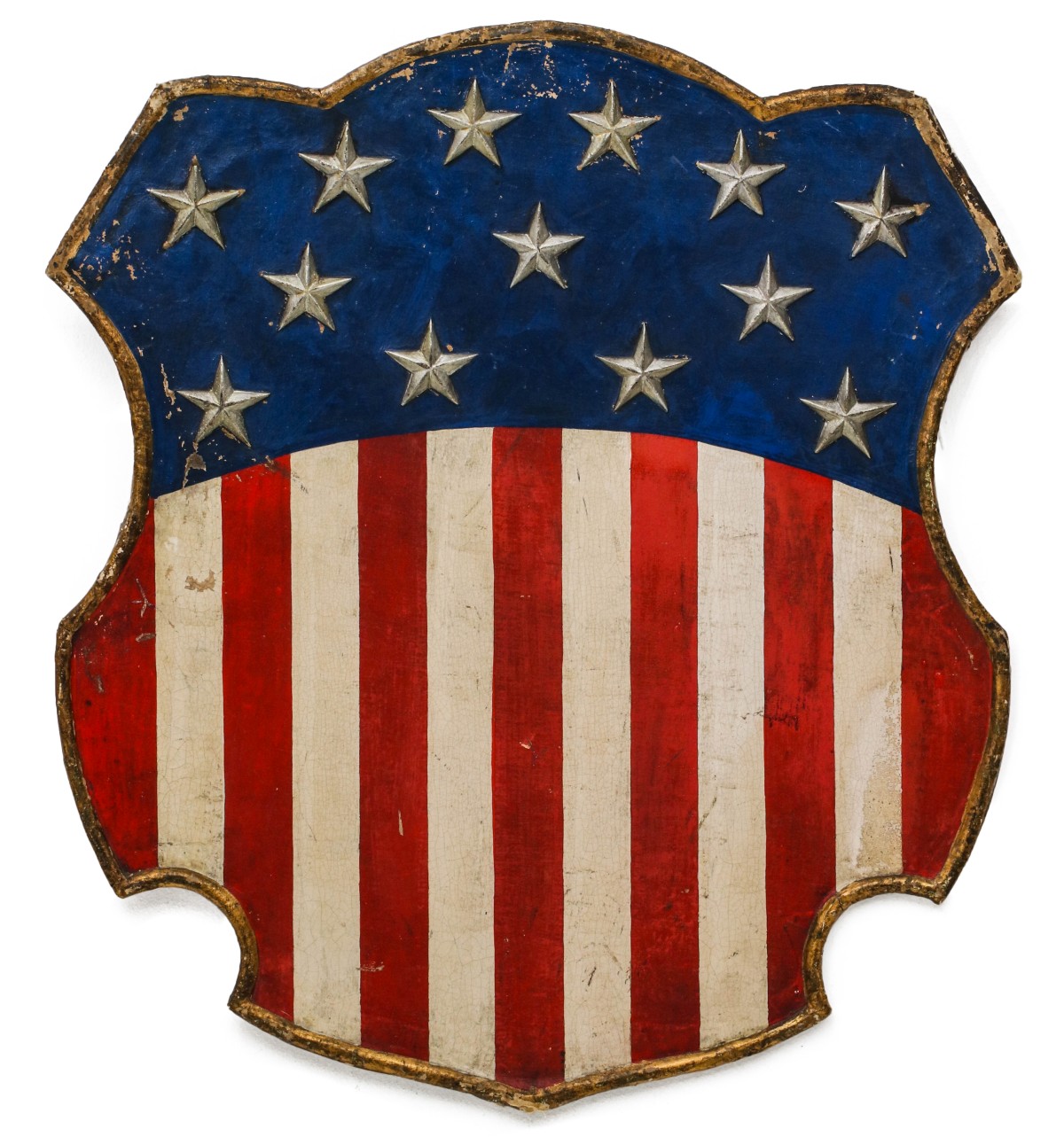 A FINE 19TH C. FOLK ART FEDERAL SHIELD WITH 13 STARS