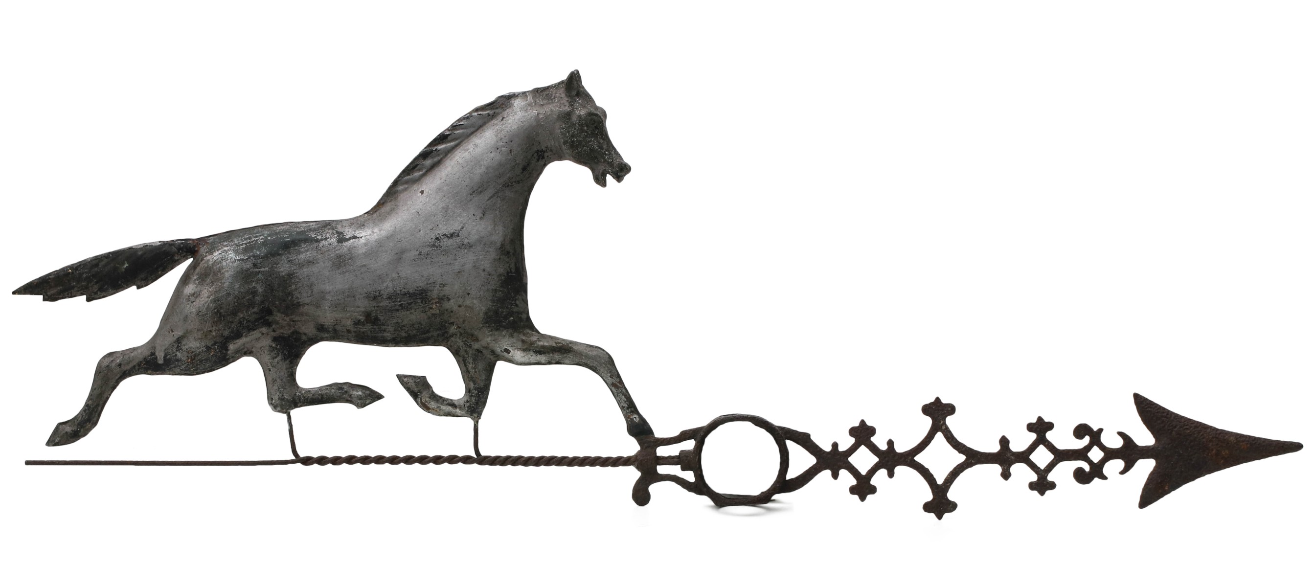 A LIGHTNING ROD WEATHER VANE WITH HORSE CIRCA 1890