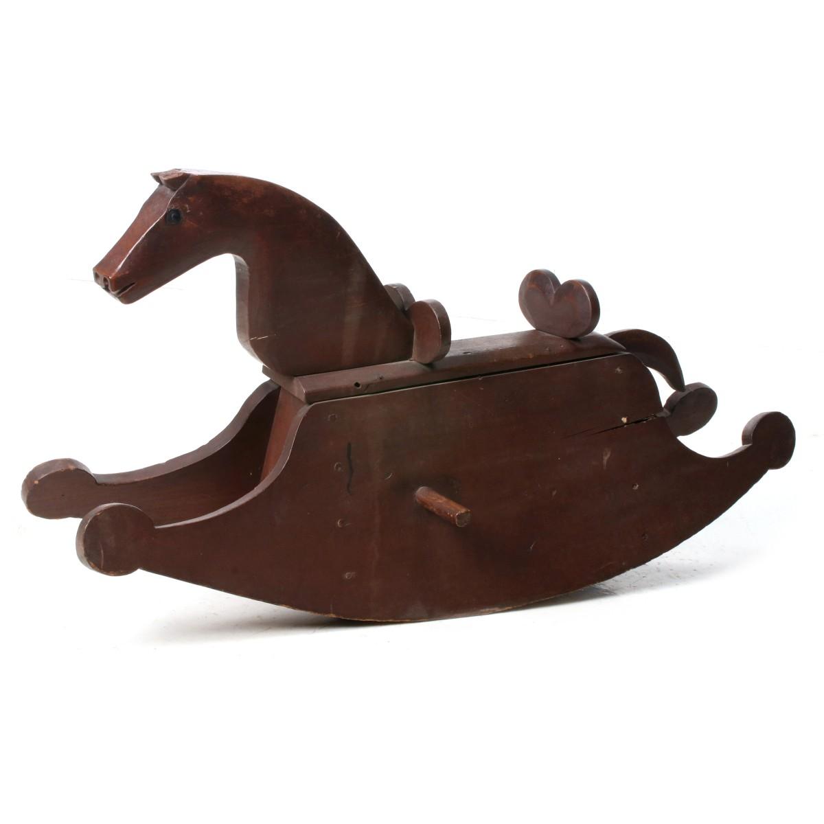 AN EARLY 19TH C. PENNSYLVANIA FOLK ART ROCKING HORSE