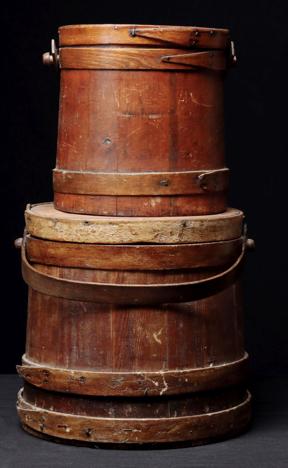 TWO GOOD 19TH CENTURY AMERICAN WOOD FIRKINS