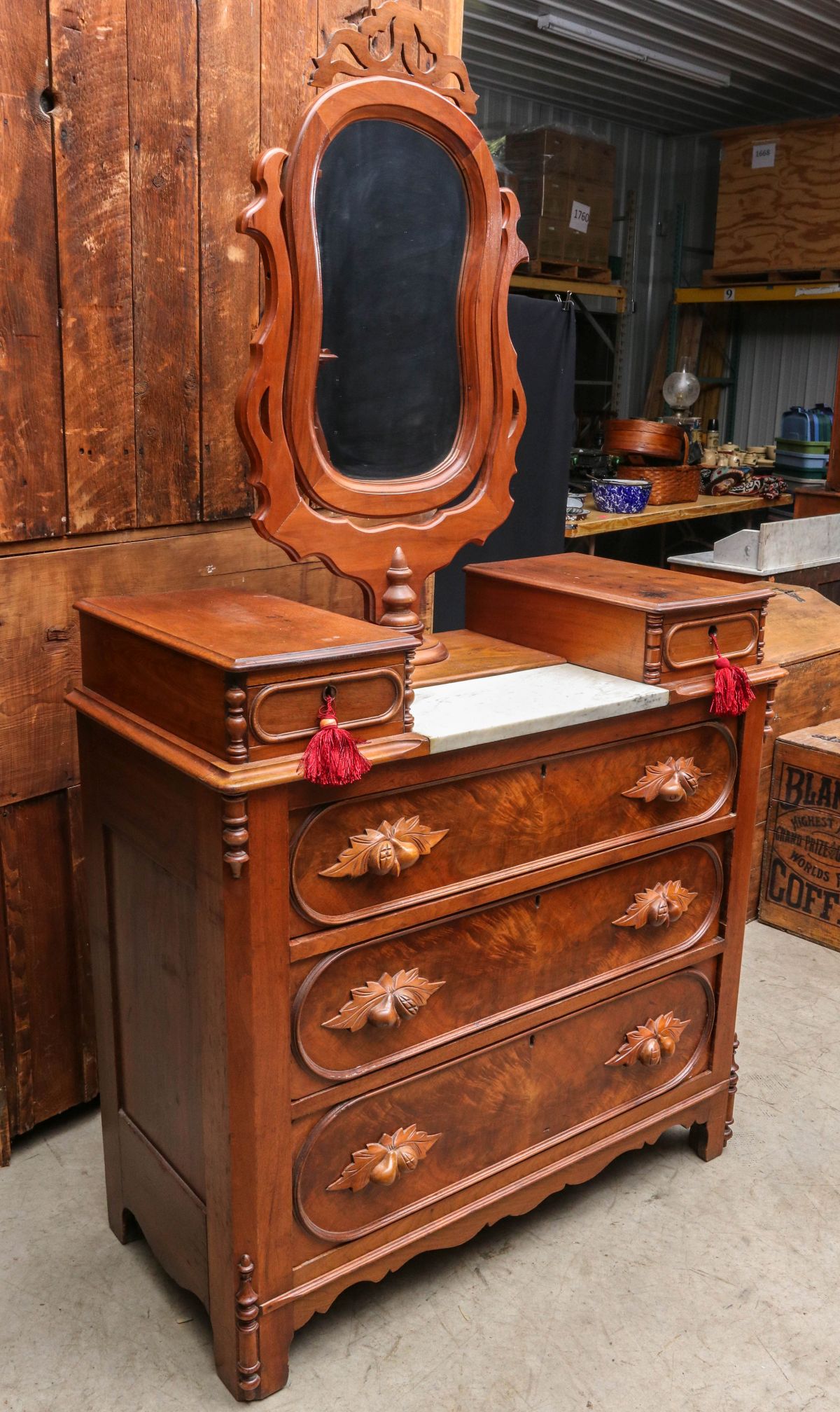 A 19TH CENTURY AMERICAN FANCY WALNUT WISHBONE DRESSER