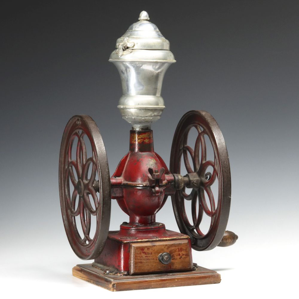 AN ELMA DOUBLE WHEEL COFFEE MILL NO. 4