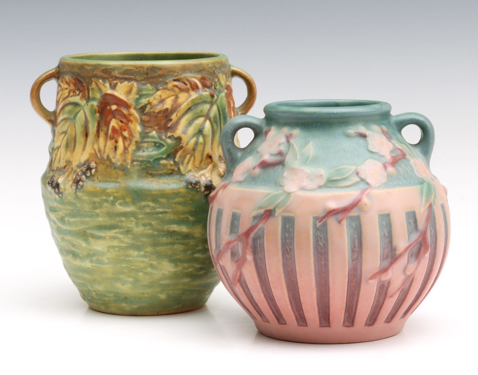 ROSEVILLE CHERRY BLOSSOM AND BLACKBERRY ART POTTERY