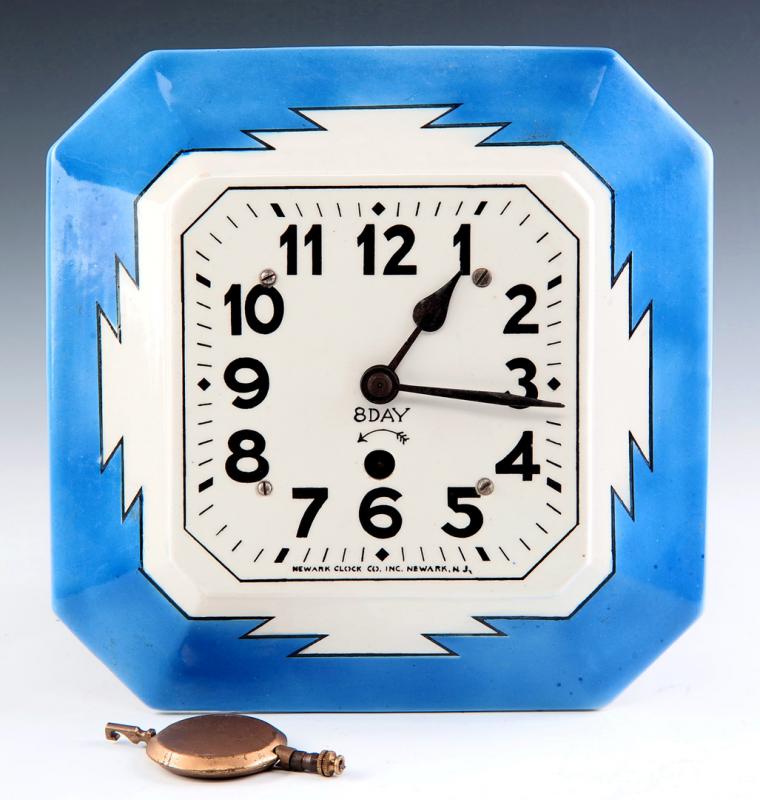 A CIRCA 1930 EIGHT DAY ART DECO KITCHEN PLATE CLOCK