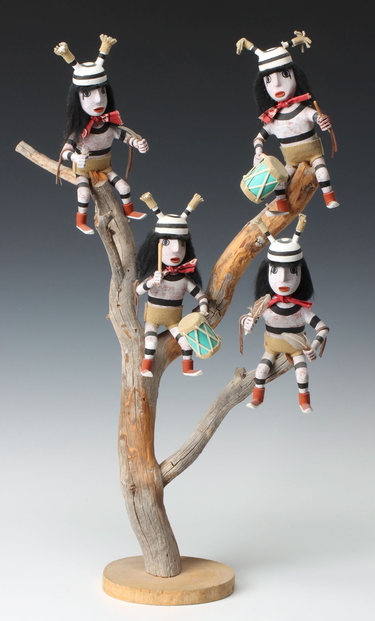 AN ARTIST SIGNED 22-INCH HOPI KOYEMSI KACHINA TREE