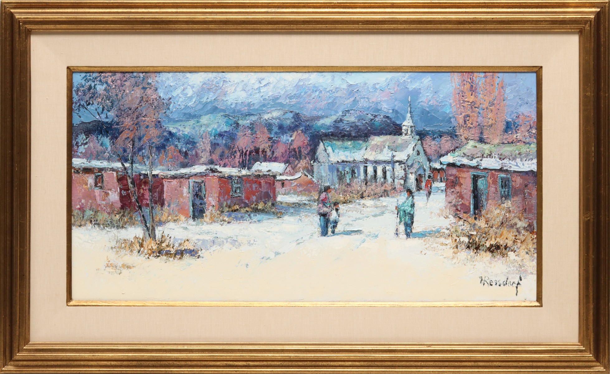 OIL PAINTING OF SOUTHWEST VILLAGE SIGNED 'H. REISDORF'