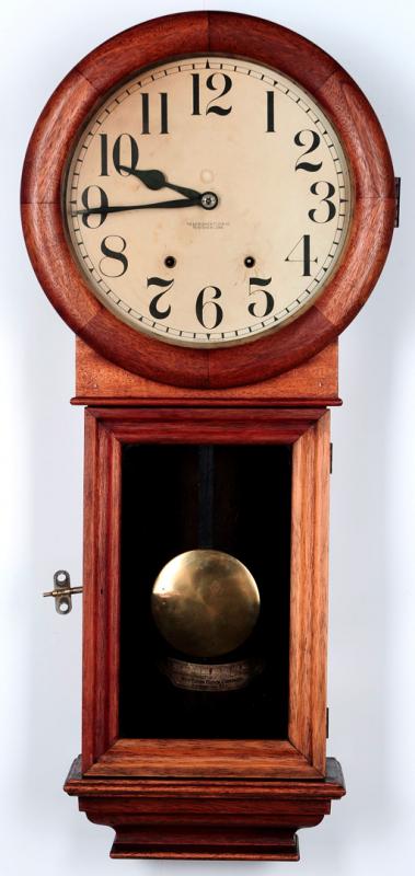 NEW HAVEN 'SATURN' MAHOGANY WALL CLOCK