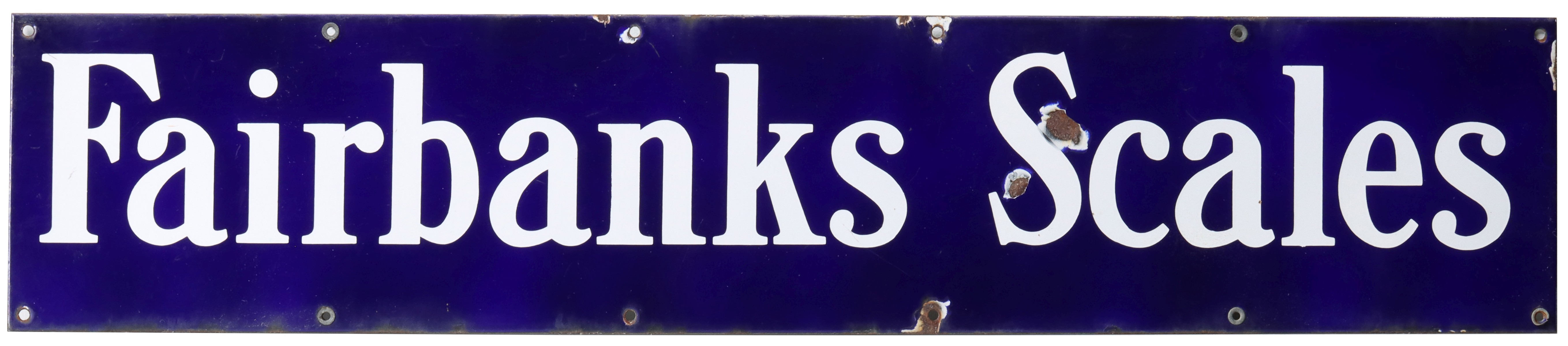 A FAIRBANKS SCALES PORCELAIN ENAMEL ADVERTISING SIGN