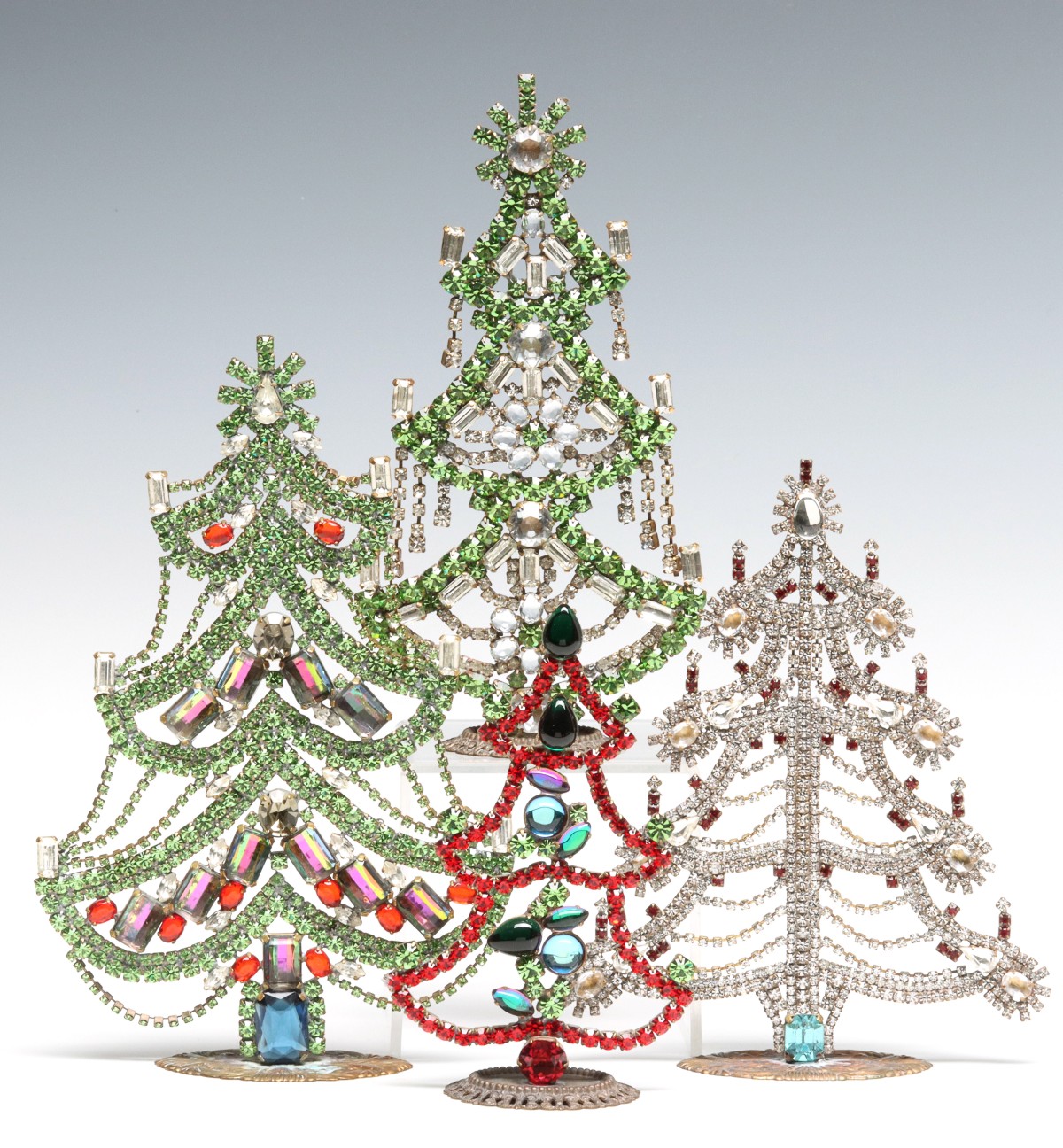 A COLLECTION OF VINTAGE CZECH CRYSTAL CHRISTMAS TREES