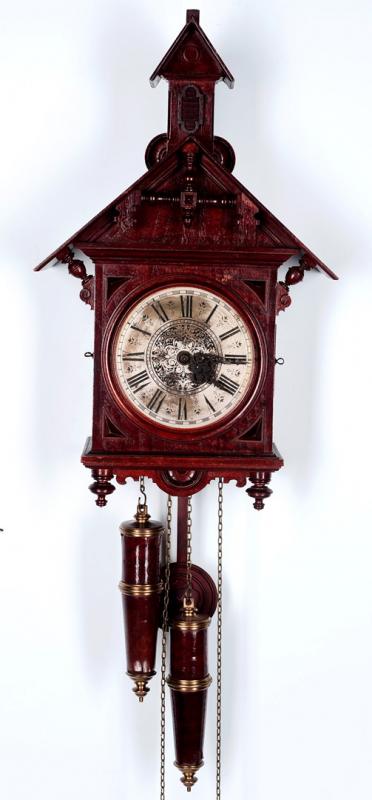 AN UNUSUAL GERMAN BLACK FOREST STEEPLE CUCKOO CLOCK 