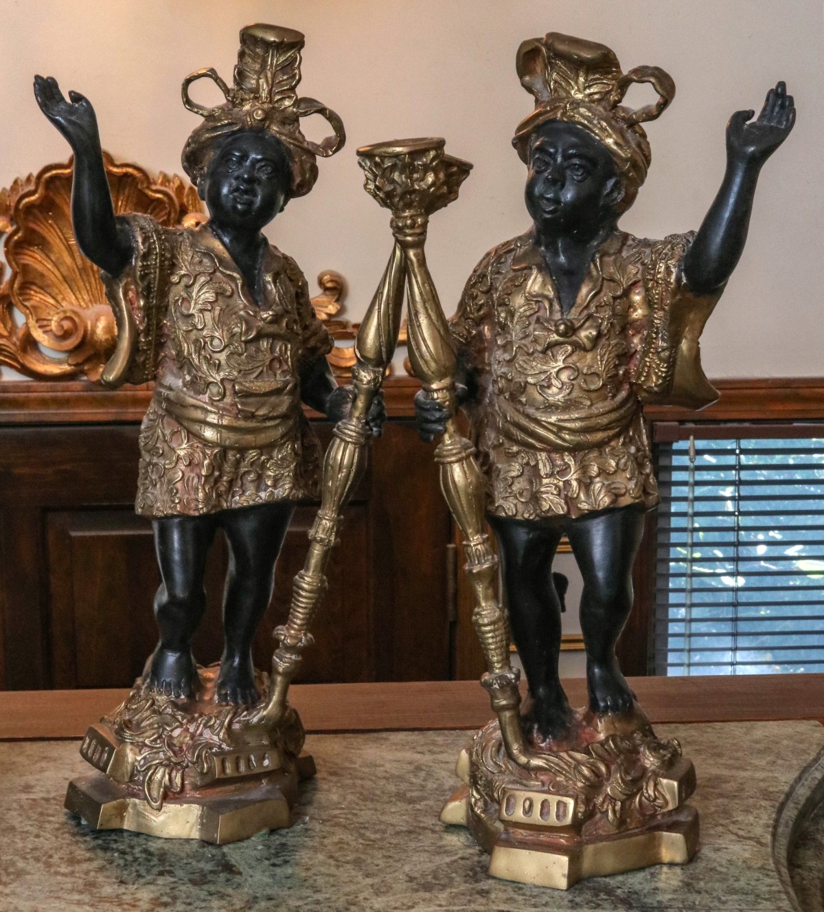 A PAIR LATE 20TH CENTURY BLACKAMOOR FIGURES