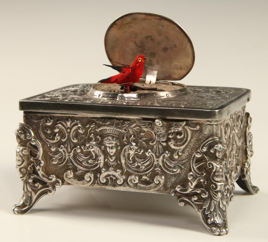 A LATE 19TH C. GERMAN SINGING BIRD AUTOMATON MUSIC BOX