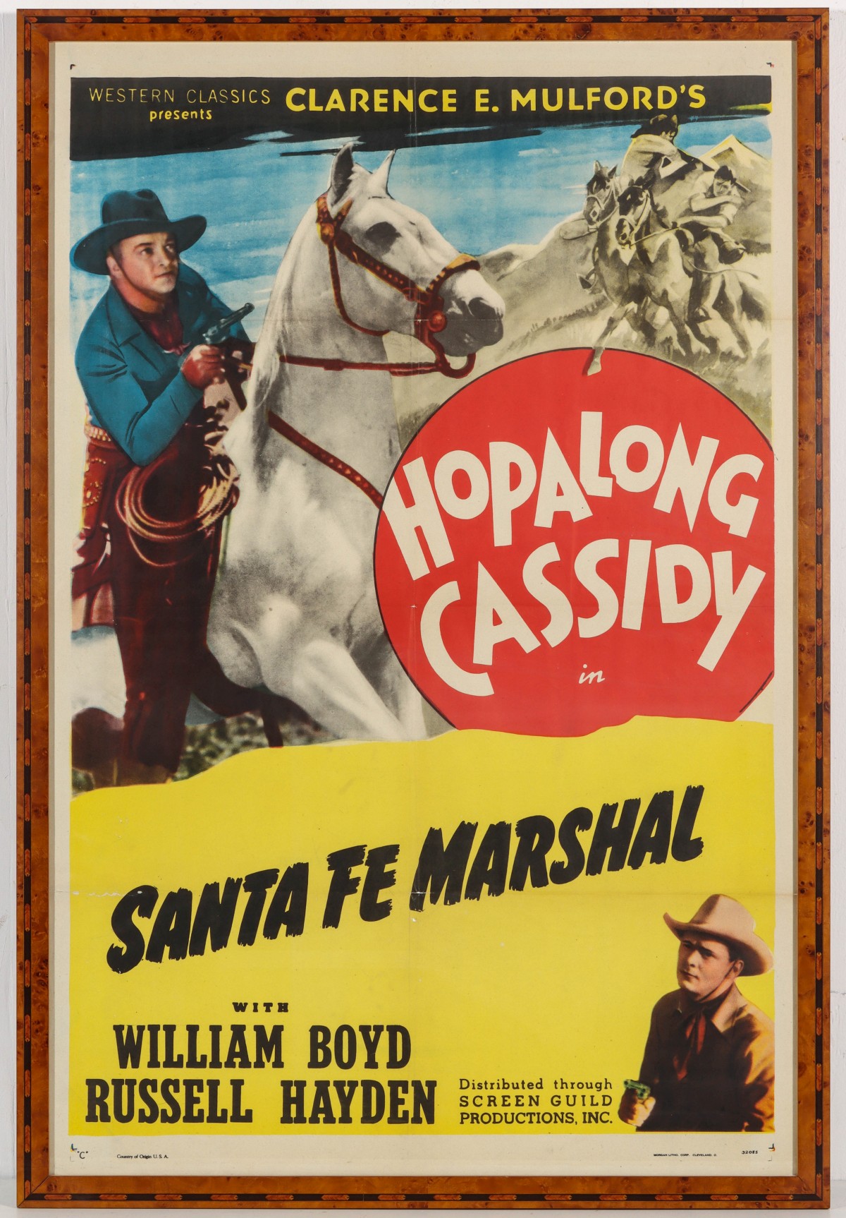 MOVIE POSTER FOR HOPALONG CASSIDY IN SANTA FE MARSHAL