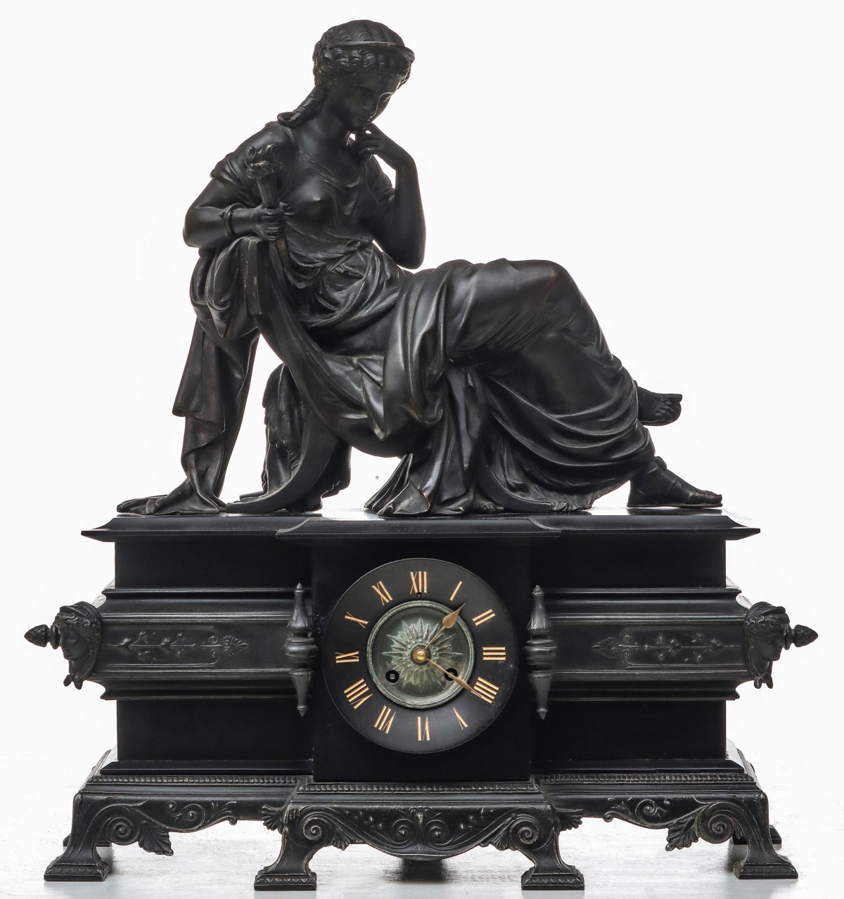 A 19TH C. FRENCH STATUE CLOCK: MARTI BL'OT DROUARD