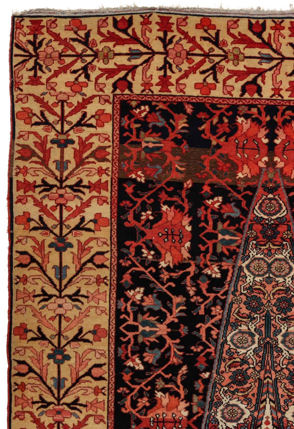 A FINE PERSIAN MALAYER PRAYER RUG WITH CYPRESS C. 1860