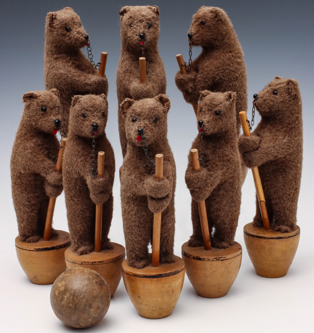 A VERY RARE SET OF STEIFF SKITTLES WITH BALL