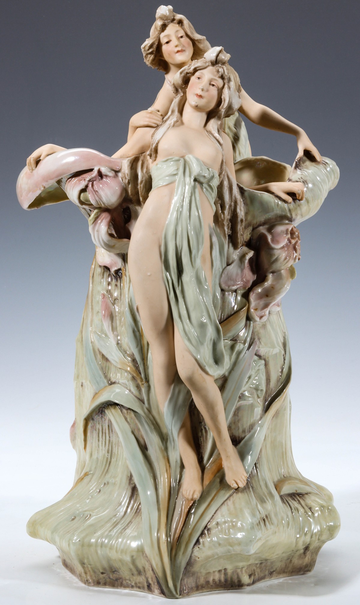 AN IMPRESSIVE ROYAL DUX ART NOUVEAU PORCELAIN GROUP