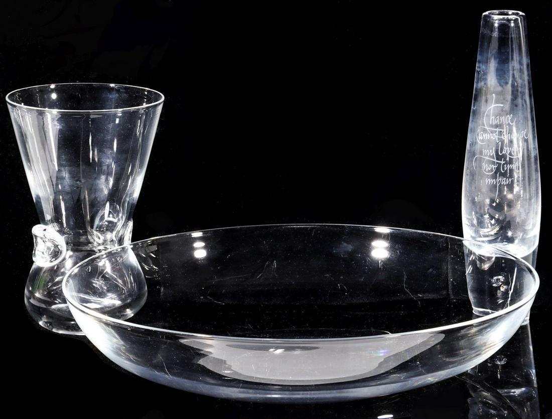 STEUBEN CRYSTAL ART GLASS BOWL AND VASE