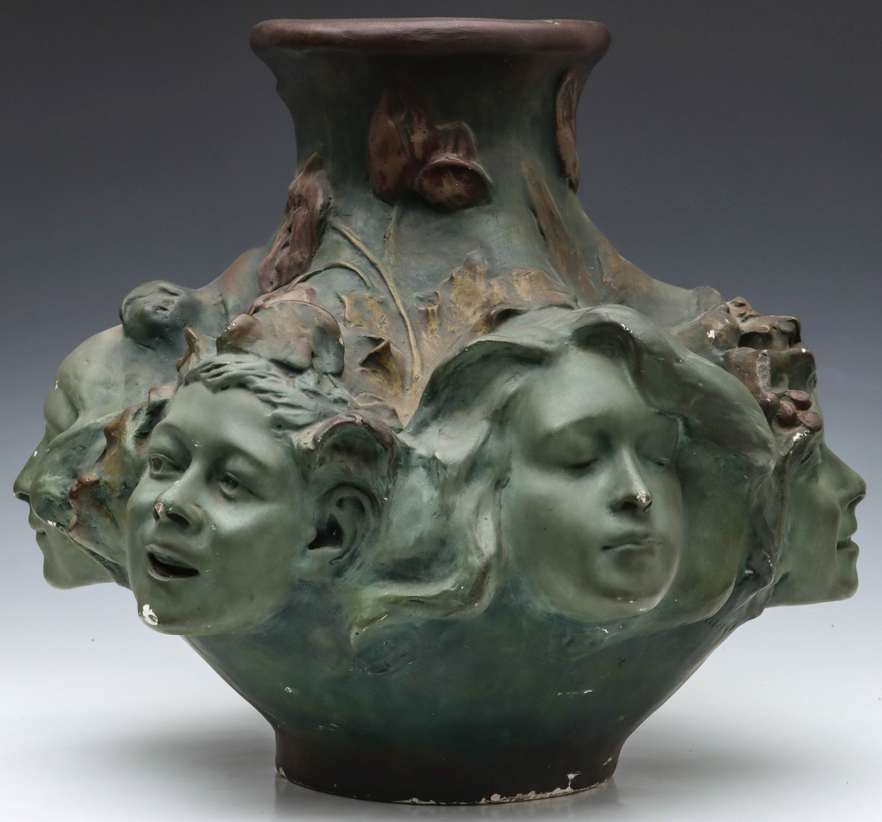 AN ART NOUVEAU 'MASQUES' VASE AFTER ANTONIN LARROUX