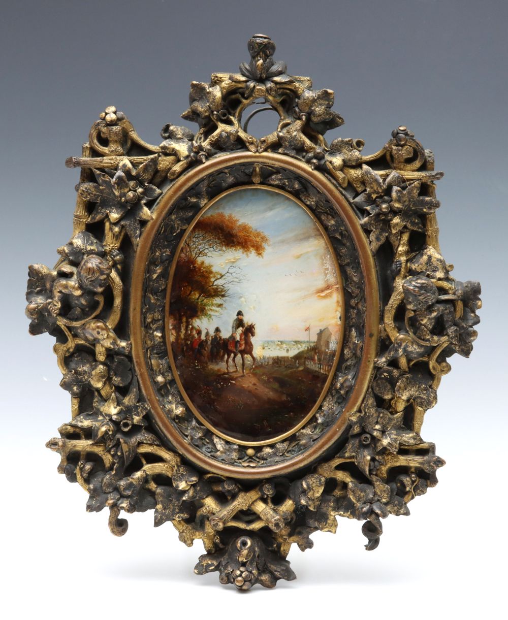 A FINELY FRAMED 19TH C. EGLOMISE PAINTING OF NAPOLEON