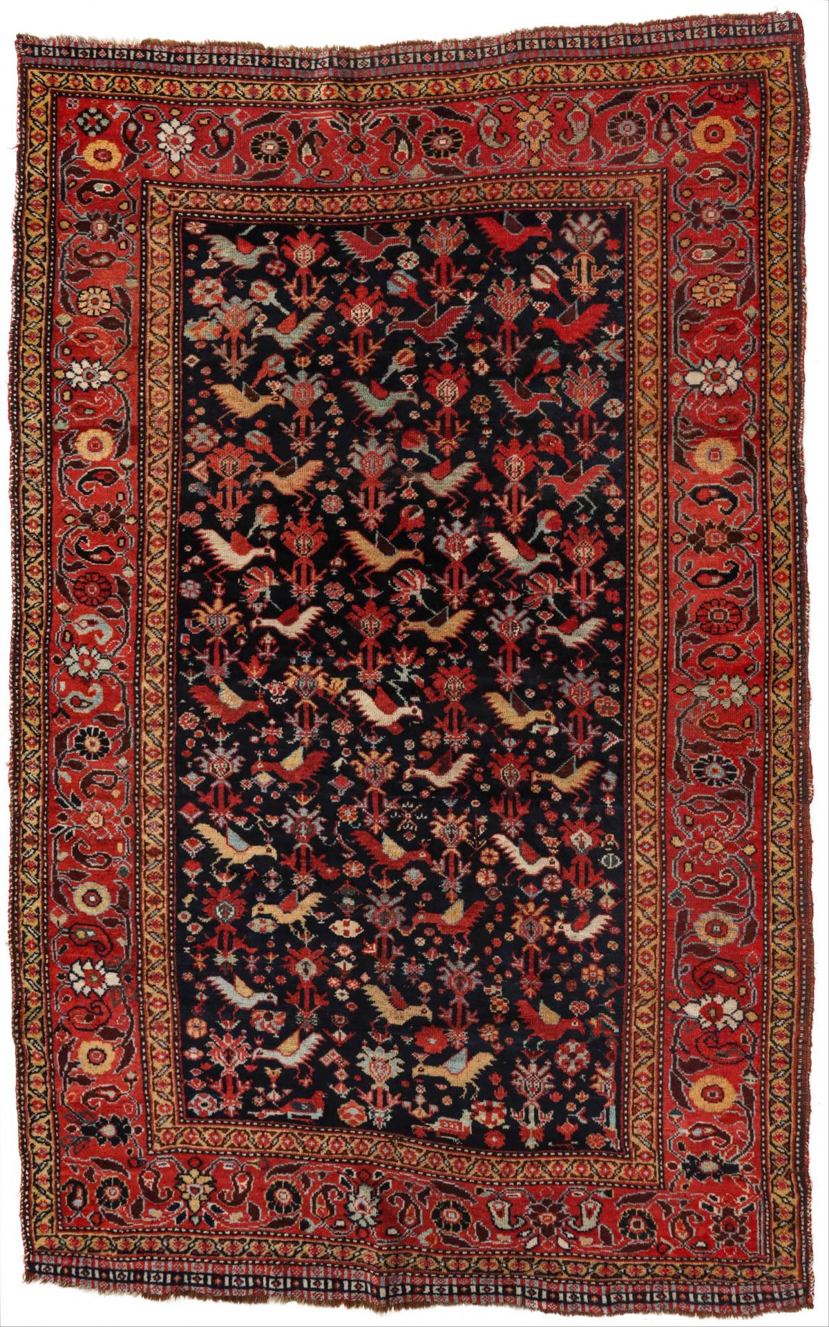A VERY FINE SOUTHWEST PERSIAN RUG WITH BIRDS CIRCA 1890