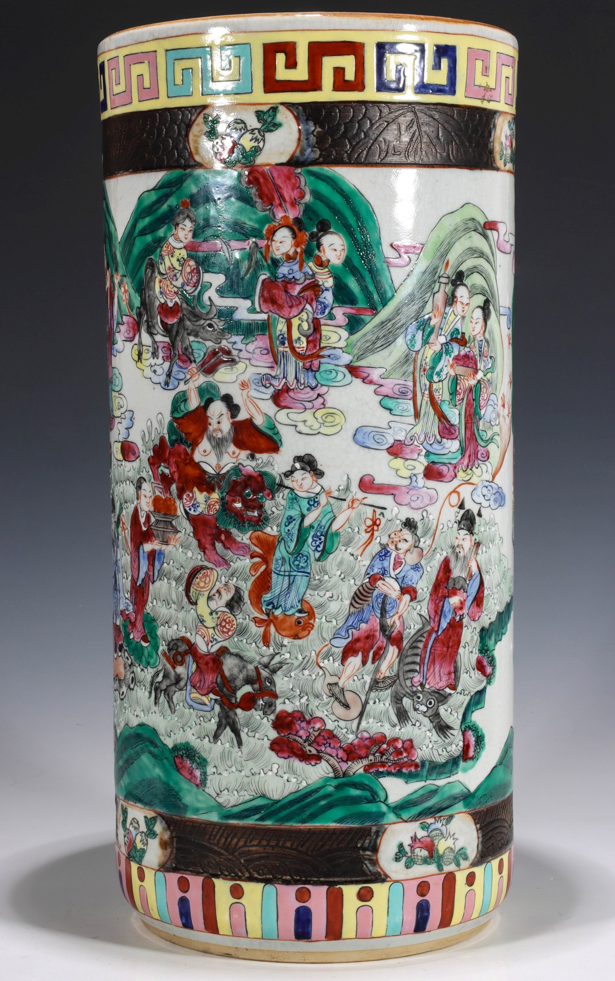 A CHINESE EXPORT PORCELAIN FAMILLE ROSE STICK STAND