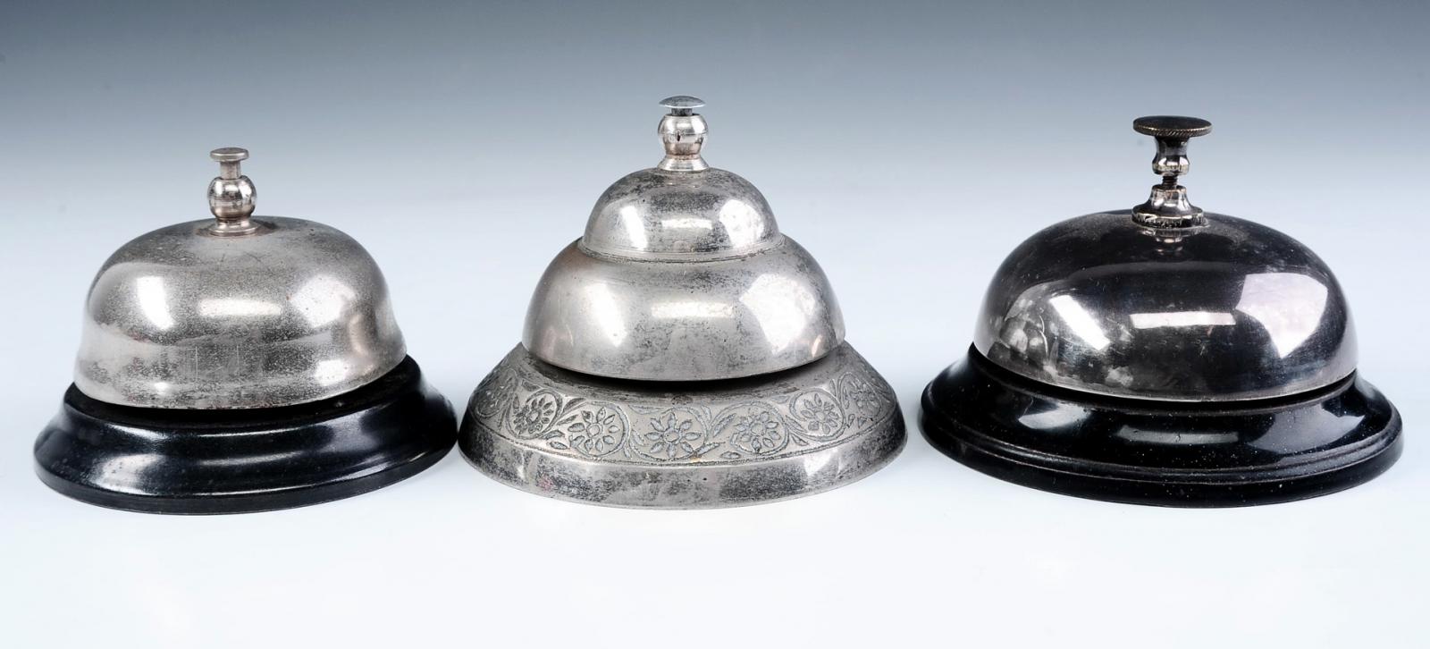 THREE ANTIQUE AND VINTAGE TAP ACTION DESK BELLS 