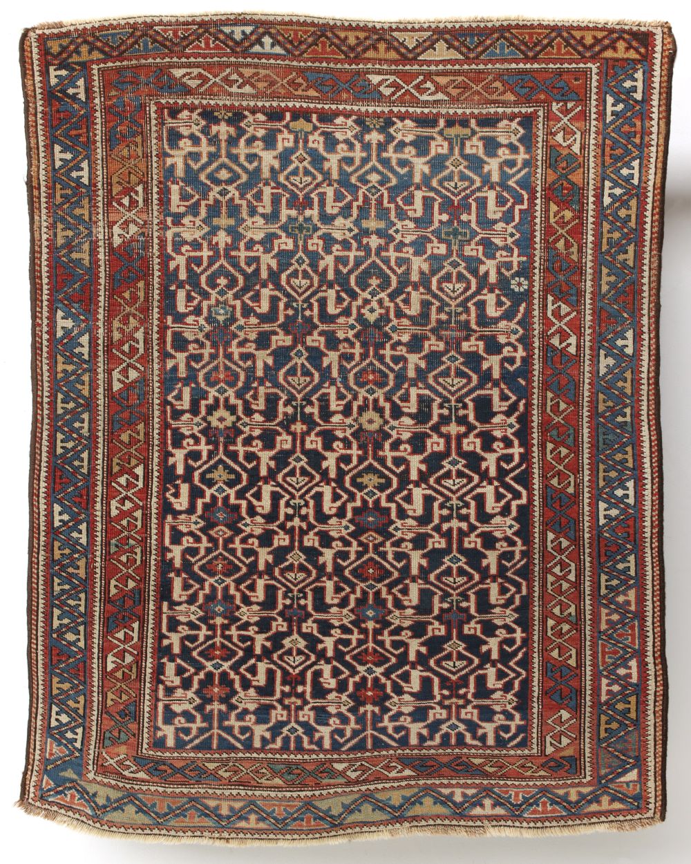 AN ANTIQUE KUBA CAUCASIAN AREA RUG CIRCA 1880