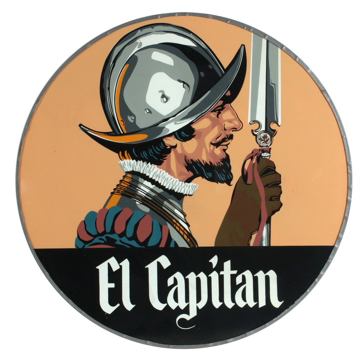 A RARE SANTA FE ''EL CAPITAN'' GLASS DRUMHEAD SIGN LENS