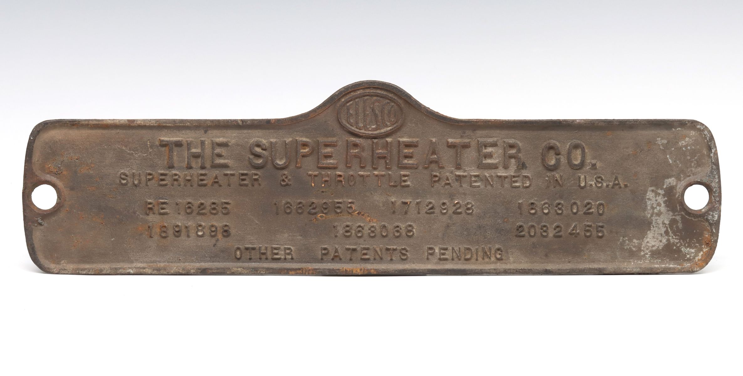 AN ELESCO SUPERHEATER IRON BUILDER'S PLATE