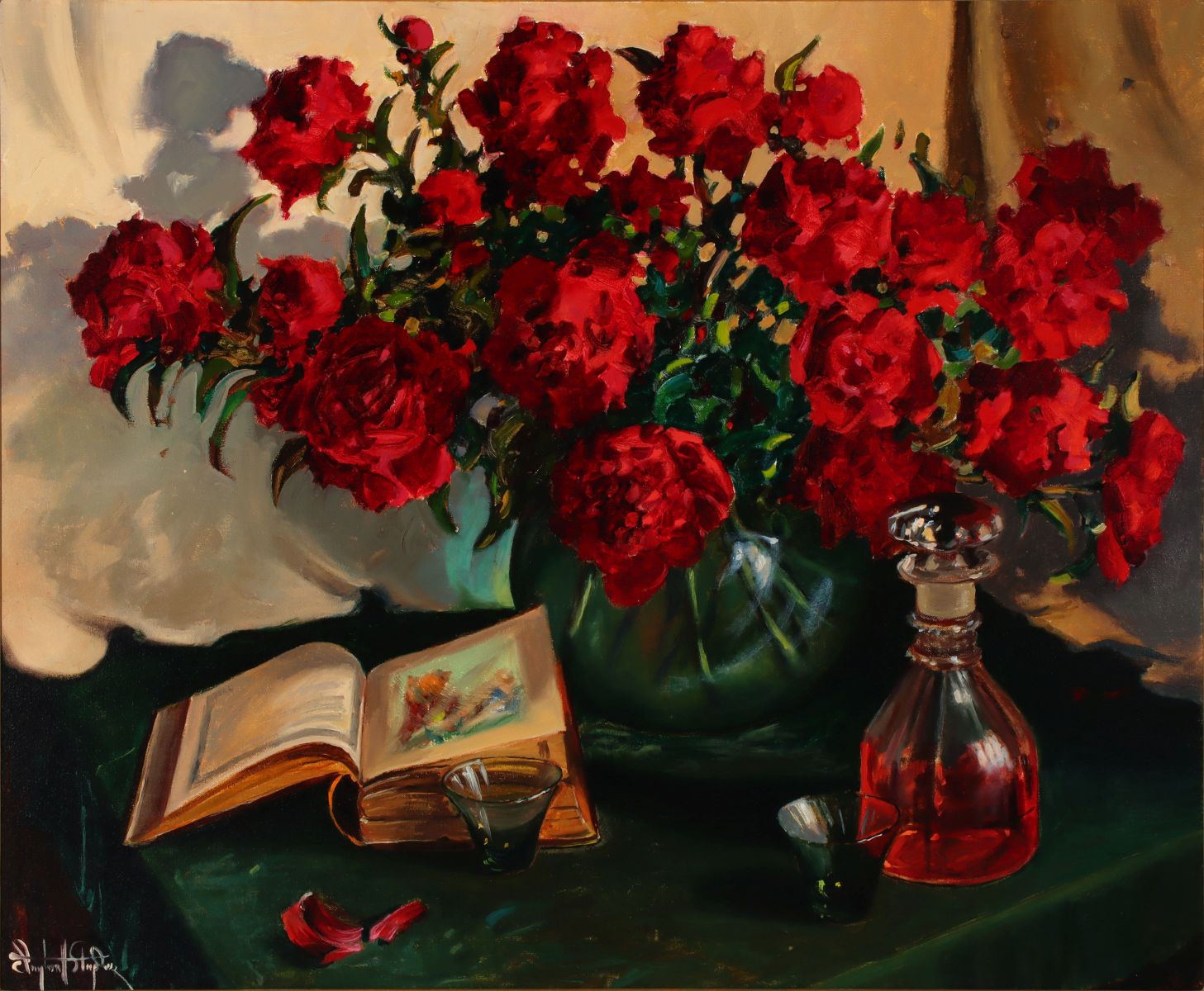 CLAYTON STAPLES (1892-1978) OIL ON CANVAS STILL LIFE