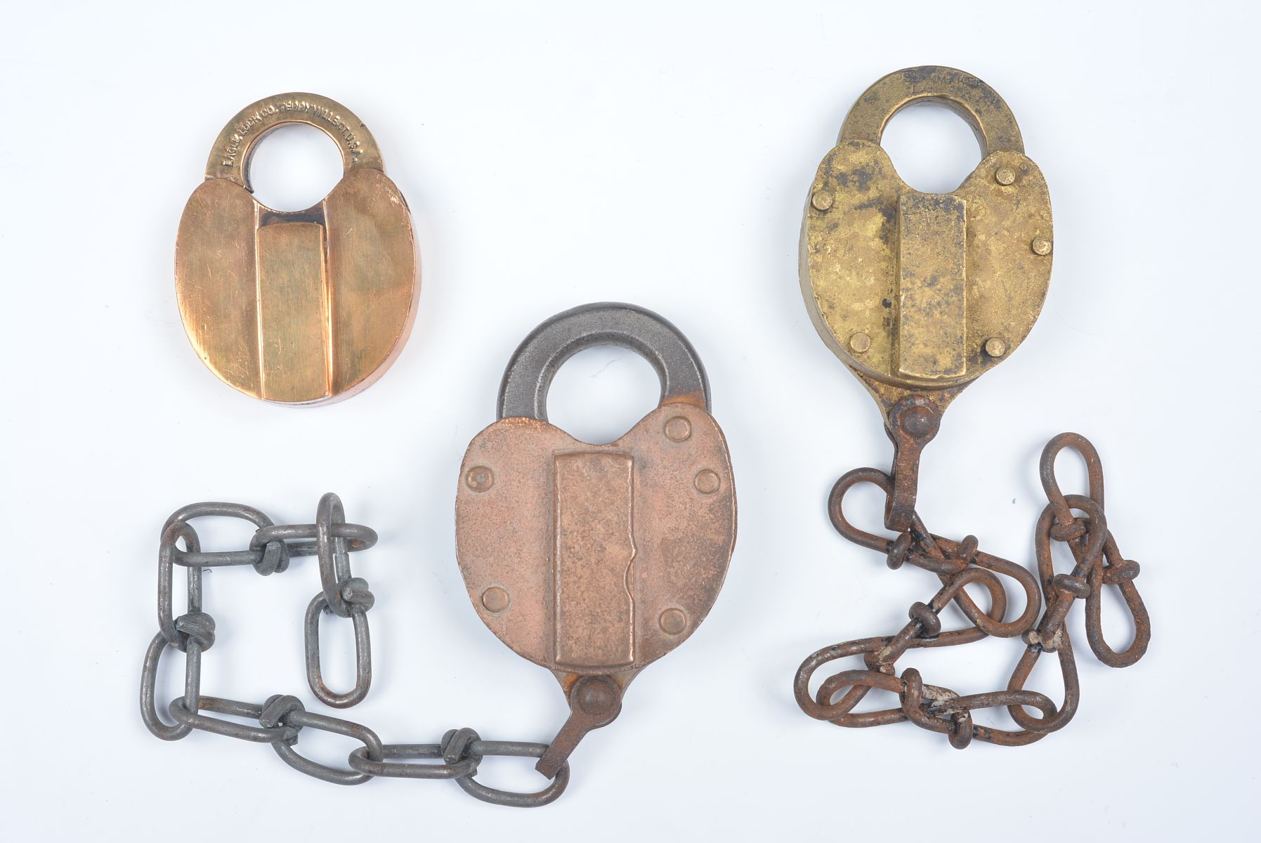 CAST BRASS PADLOCKS WITH RAILROAD MARKINGS