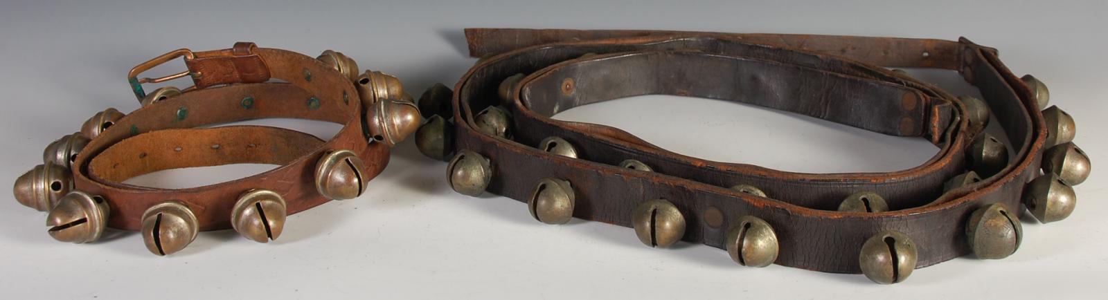 TWO STRANDS OF ANTIQUE SLEIGH BELLS