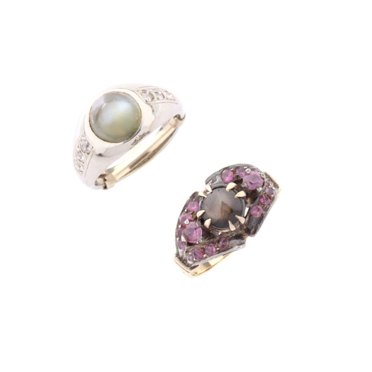 CHRYSOBERYL AND BLACK STAR SAPPHIRE LADIES' RINGS