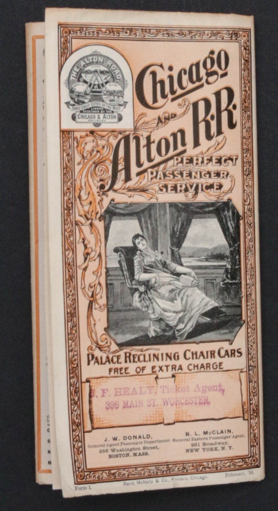 CHICAGO & ALTON RAILROAD TIMETABLE FOR FEBRUARY 1898