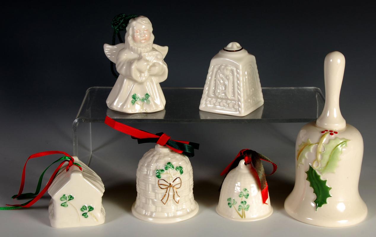 A COLLECTION OF BELLEEK PORCELAIN BELLS