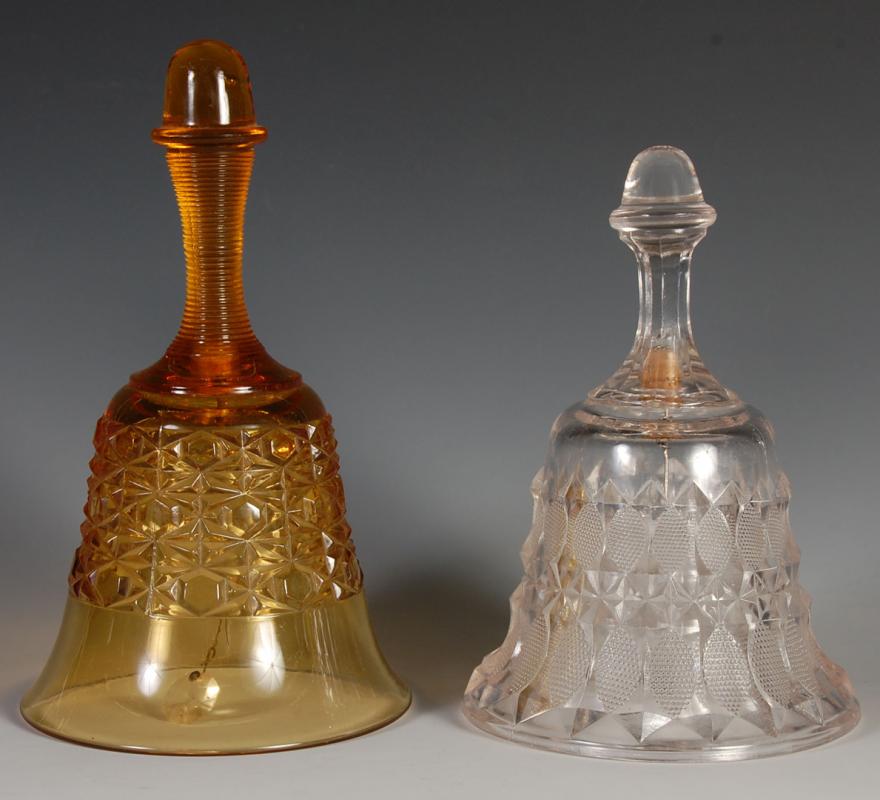 TWO ANTIQUE BUTTER DISH BELLS SANS BASES